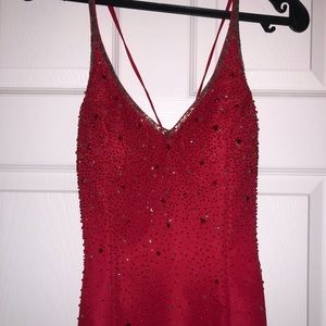 Red formal gown with gorgeous beading size 6